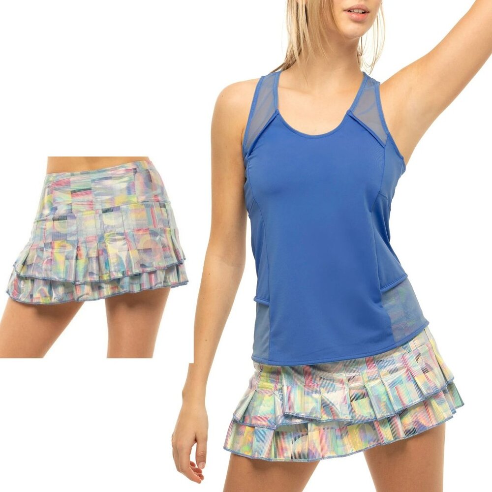 Nwt Lucky In Love Metallic Tennis Skirt Skort Shorts S Small - Picture 2 of 6